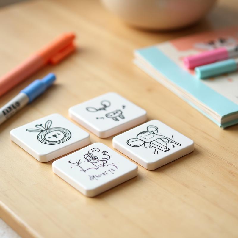 Children’s Dry Erase Coloring Magnet Set – 2"x2", 6 Pieces